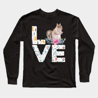 Squirrel Love Cute I Love Squirrel Animals Long Sleeve T-Shirt